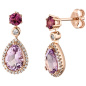 Preview: Ohrhänger 585 Rotgold 2 Amethyste 2 Rhodolithe 56 Diamanten Brillanten
