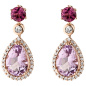 Preview: Ohrhänger 585 Rotgold 2 Amethyste 2 Rhodolithe 56 Diamanten Brillanten