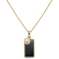 Preview: Collier Kette mit Anhänger 585 Gold Hämatit Gelbgold 19 Diamanten 45 cm