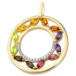 Preview: Anhänger 585 Gelbgold 12 bunte Edelsteine 20 Diamanten Brillanten