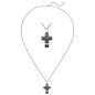Preview: Collier Halskette mit Kreuz-Anhänger aus Edelstahl mit Zirkonia 56 cm