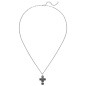 Preview: Collier Halskette mit Kreuz-Anhänger aus Edelstahl mit Zirkonia 56 cm