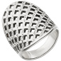 Preview: Damen Ring Edelstahl breit mit Gitter-Struktur