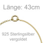 Preview: Collier Halskette 925 Sterling Silber vergoldet 43 cm