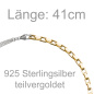 Preview: Collier Halskette 925 Sterling Silber bicolor vergoldet 41 cm