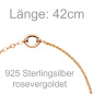Preview: Collier 925 Sterling Silber rotgold vergoldet 42 cm