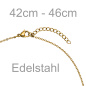 Preview: Collier Halskette Edelstahl goldfarben mit 5 Perlen 46 cm