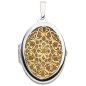 Preview: Medaillon oval 925 Sterling Silber bicolor vergoldet