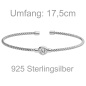 Preview: Armspange / offener Armreif 925 Sterling Silber 1 Zirkonia 17,5 cm
