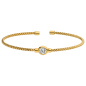 Preview: Armspange / offener Armreif 925 Silber gold vergoldet 1 Zirkonia 17,5 cm