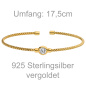 Preview: Armspange / offener Armreif 925 Silber gold vergoldet 1 Zirkonia 17,5 cm