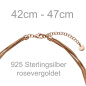 Preview: Collier Halskette mehrreihig 925 Sterling Silber rotgold vergoldet matt 47 cm