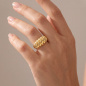 Preview: Damen Ring geriffelt 925 Sterling Silber vergoldet Silberring
