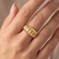 Preview: Damen Ring geriffelt 925 Sterling Silber vergoldet Silberring
