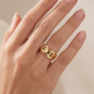 Preview: Damen Ring breit 925 Sterling Silber vergoldet Silberring