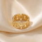 Preview: Damen Ring breit 925 Sterling Silber vergoldet Silberring