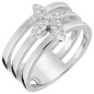 Preview: Damen Ring Blume 925 Sterling Silber 24 Zirkonia Silberring