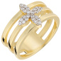 Preview: Damen Ring Blume 925 Sterling Silber vergoldet 24 Zirkonia Silberring