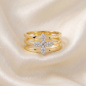 Preview: Damen Ring Blume 925 Sterling Silber vergoldet 24 Zirkonia Silberring