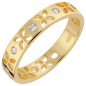 Preview: Damen Ring floral 925 Sterling Silber vergoldet 5 Zirkonia Silberring