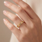 Preview: Damen Ring floral 925 Sterling Silber vergoldet 5 Zirkonia Silberring