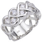 Preview: Damen Ring geflochten 925 Sterling Silber 8 Zirkonia Silberring