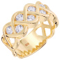 Preview: Damen Ring geflochten 925 Sterling Silber vergoldet 8 Zirkonia Silberring