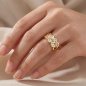 Preview: Damen Ring geflochten 925 Sterling Silber vergoldet 8 Zirkonia Silberring