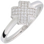 Preview: Damen Ring gekreuzt 925 Sterling Silber 28 Zirkonia Silberring