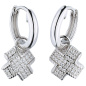 Preview: Creolen gekreuzt 925 Sterling Silber 56 Zirkonia Ohrringe
