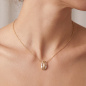 Preview: Collier Halskette 925 Silber vergoldet mattiert 8 Zirkonia 45 cm Kette