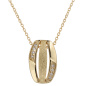 Preview: Collier Halskette 925 Silber vergoldet mattiert 8 Zirkonia 45 cm Kette