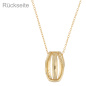 Preview: Collier Halskette 925 Silber vergoldet mattiert 8 Zirkonia 45 cm Kette