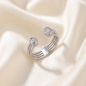 Preview: Damen Ring offen 925 Sterling Silber 40 Zirkonia Silberring