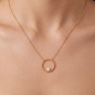 Preview: Collier Halskette mit Anhänger Edelstahl gelbgoldfarben mit Perle 50 cm