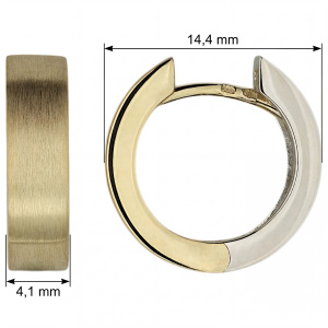 Creolen rund 585 Gold Gelbgold Weißgold bicolor teil matt Ohrringe