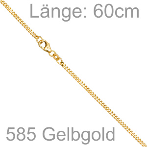 Preview: Panzerkette 585 Gelbgold diamantiert 2,2 mm 60 cm Gold Kette Halskette Goldkette