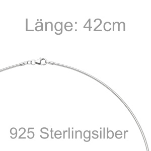 Preview: Halsreif 925 Sterling Silber 1,1 mm 42 cm Kette Halskette Silberhalsreif