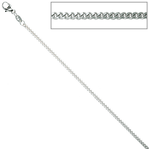 Preview: Panzerkette 925 Sterling Silber 2 mm 45 cm Halskette Kette Silberkette Karabiner