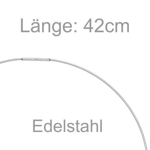 Preview: Halsreif Edelstahl 1,0 mm 42 cm Halskette Kette