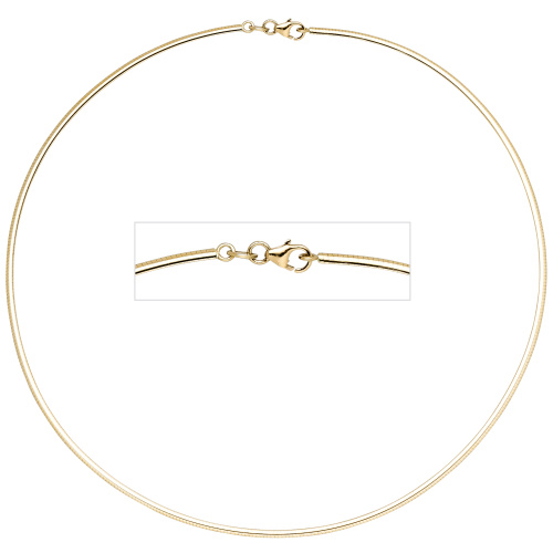 Halsreif 333 Gelbgold 2 mm 45 cm Gold Kette Halskette Goldhalsreif Karabiner