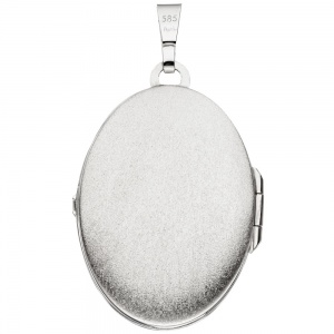 Preview: Medaillon oval 585 Gold Weißgold Anhänger zum Öffnen