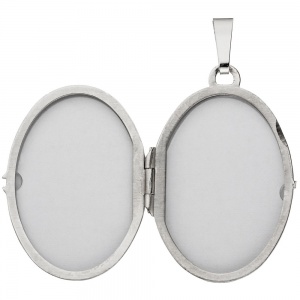Preview: Medaillon oval 585 Gold Weißgold Anhänger zum Öffnen