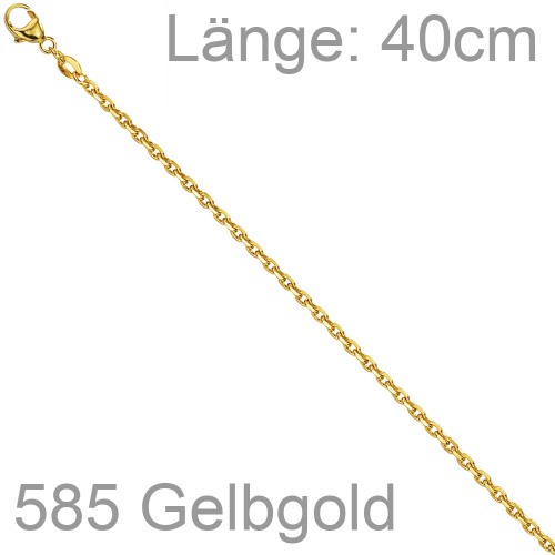 Ankerkette 585 Gelbgold diamantiert 1,6 mm 40 cm Gold Kette Halskette Goldkette