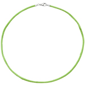 Collier Halskette Seide hellgrün 2,8 mm 42 cm, Verschluss 925 Silber Kette