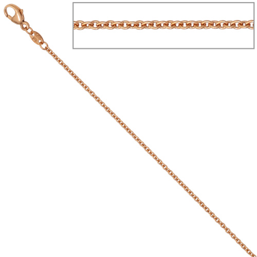 Preview: Ankerkette 585 Rotgold 1,5 mm 45 cm Gold Kette Halskette Rotgoldkette Karabiner
