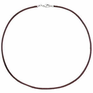 Collier Halskette Seide braun 2,8 mm 42 cm, Verschluss 925 Silber Kette