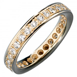 Memory Ring 585 Gold Gelbgold mit Diamanten Brillanten rundum Memoryring