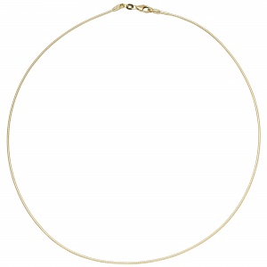 Preview: Halsreif 585 Gelbgold 1,1 mm 45 cm Gold Kette Halskette Goldhalsreif Karabiner