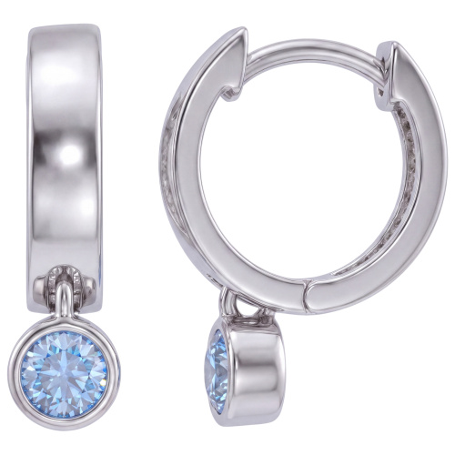 Creolen 925 Silber 2 Zirkonia blau Ohrringe Silberohrringe Silbercreolen